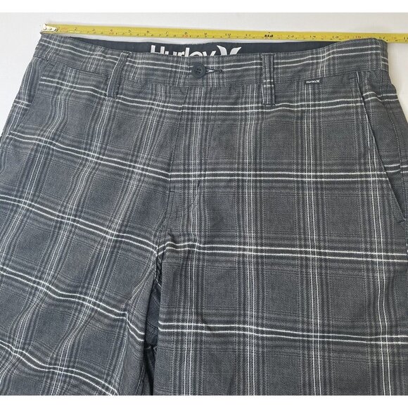 Hurley Phantom Men's Shorts Size 34 Gray Plaid Inseam 10.5” - Picture 6 of 8